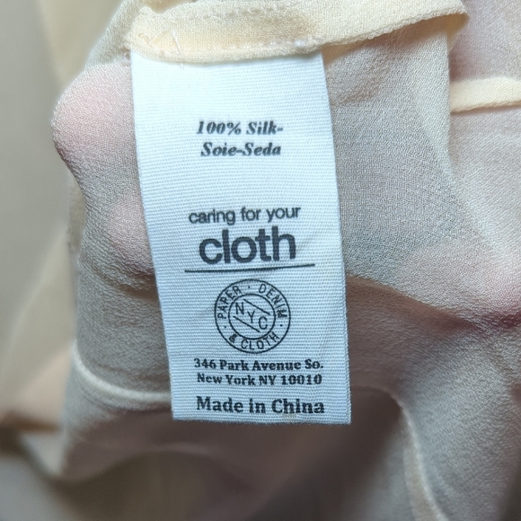 Paper Denim & Cloth 100% Silk Sheer Cream Sleeveless Blouse Women's Size S - Picture 3 of 5